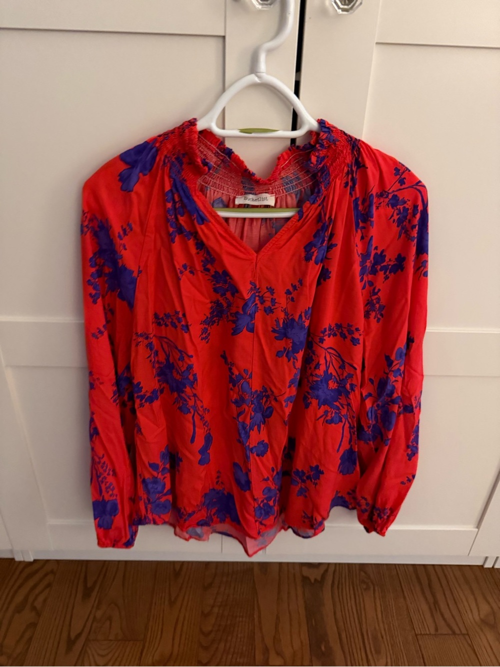 BUCKETLIST Red Chemise with Blue Floral Print
